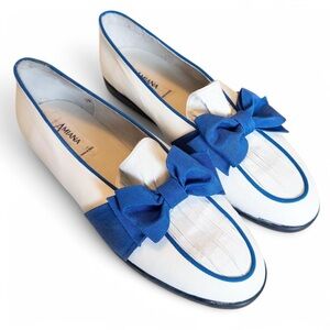 Women's Blue and White Loafers